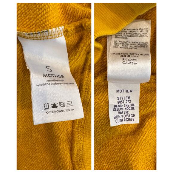 MOTHER The 3/4 Sleeve Sweatshirt Koozie Bon Voyage Shirt Size Small - Picture 7 of 8